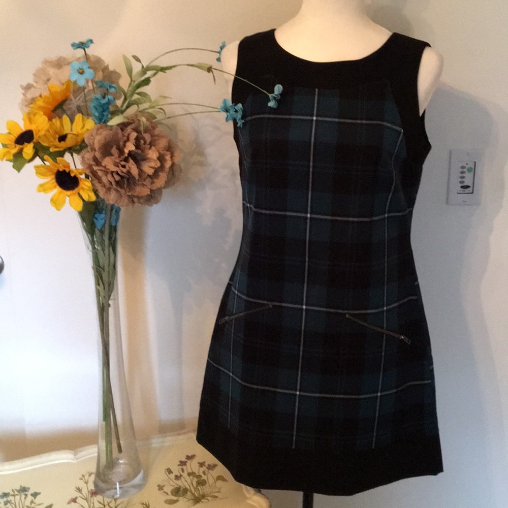 Green and Black Plaid Dress
